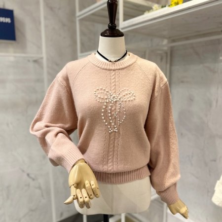 진주리본 라운드 니트