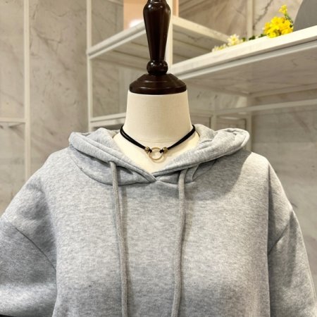 후드넥 호피배색 원피스