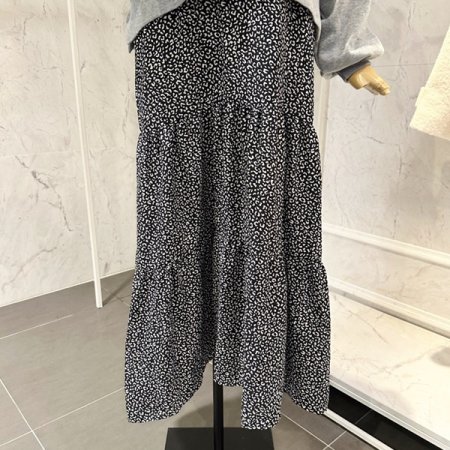 후드넥 호피배색 원피스