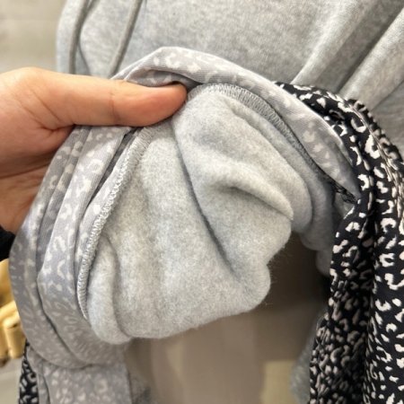 후드넥 호피배색 원피스