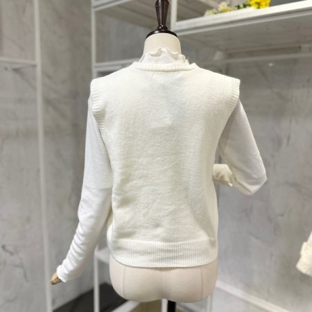 꽃자수 니트 조끼