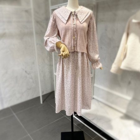 니트조끼 플라워원피스 세트