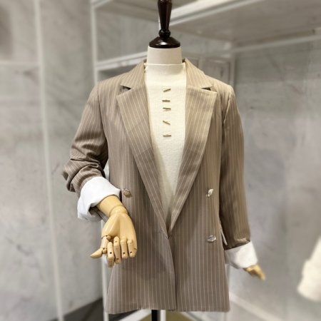 스트라이프 배색 자켓