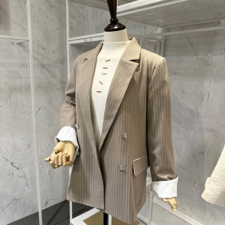 스트라이프 배색 자켓