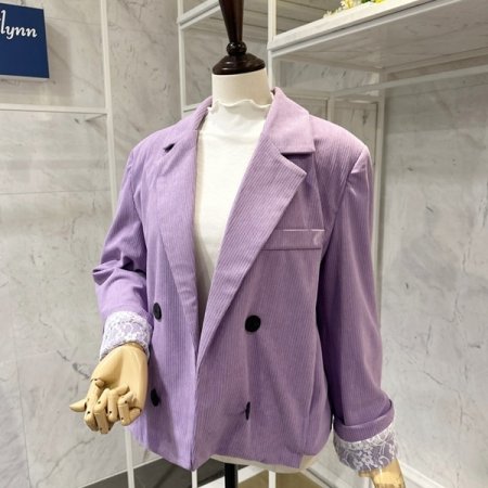 레이스 배색 코듀로이 자켓