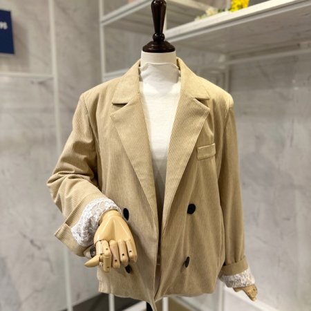 레이스 배색 코듀로이 자켓