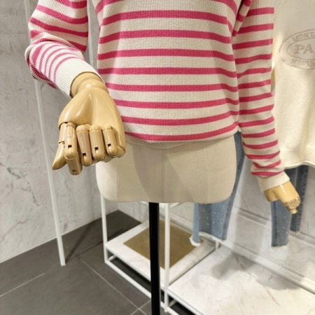 보트넥 스트라이프 니트