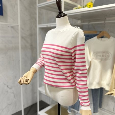 보트넥 스트라이프 니트