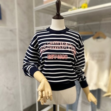 레터링 스트라이프 니트