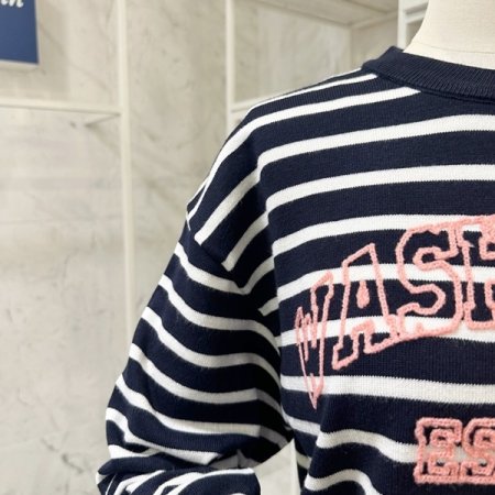 레터링 스트라이프 니트