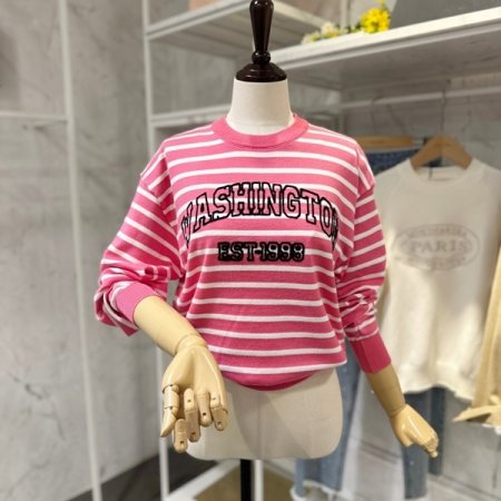 레터링 스트라이프 니트