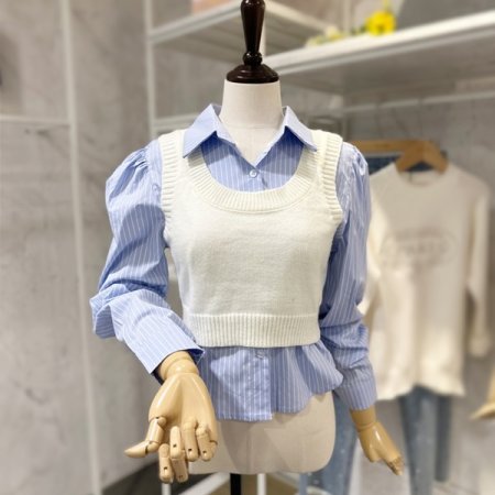 뷔스티에 블라우스 세트