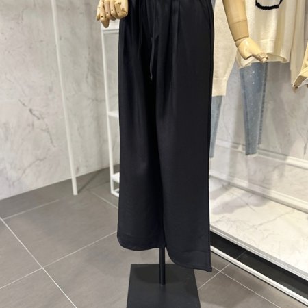 단추 끈 밴딩 와이드팬츠