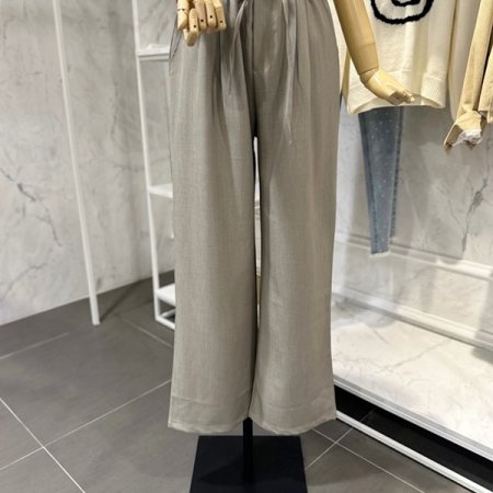 단추 끈 밴딩 와이드팬츠