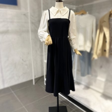 트임 카라 배색 원피스