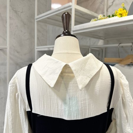 트임 카라 배색 원피스