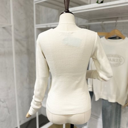 골지 트임 브이넥 니트