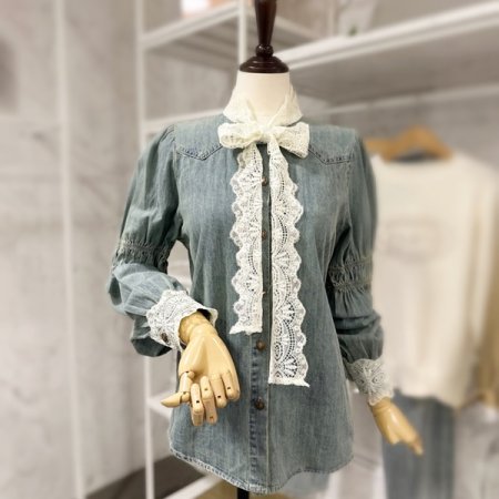 레이스 데님 셔츠