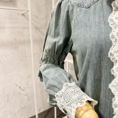 레이스 데님 셔츠