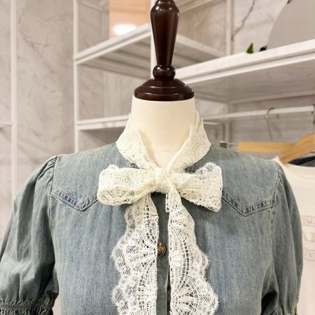 레이스 데님 셔츠