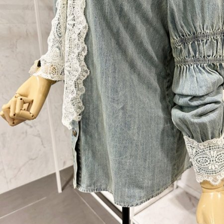 레이스 데님 셔츠
