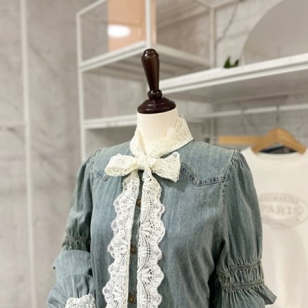 레이스 데님 셔츠