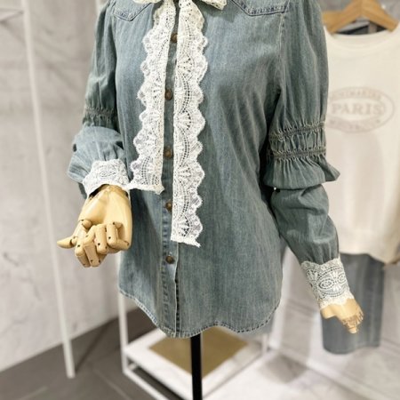 레이스 데님 셔츠