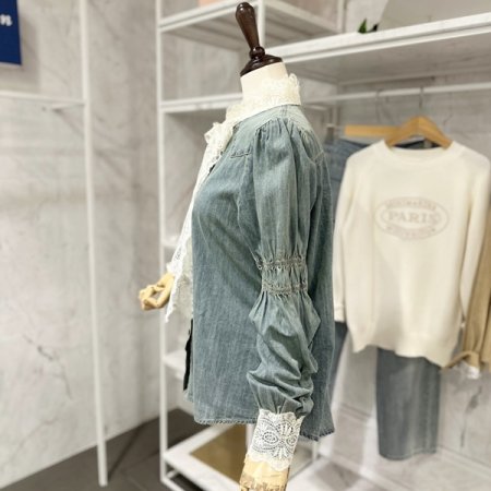 레이스 데님 셔츠