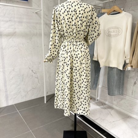 허리 밴딩 브이넥 원피스