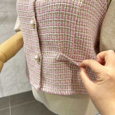 진주 트위드 조끼