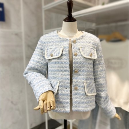 페이크 포켓 트위드 자켓