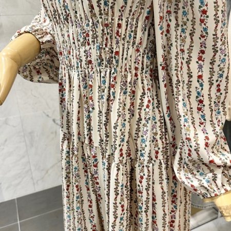 라운드 꽃 셔링 원피스