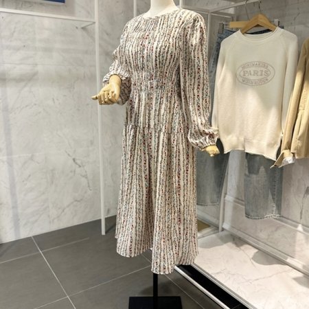 라운드 꽃 셔링 원피스