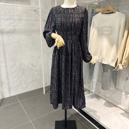 라운드 꽃 셔링 원피스