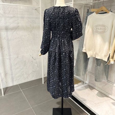 라운드 잔꽃 셔링 원피스