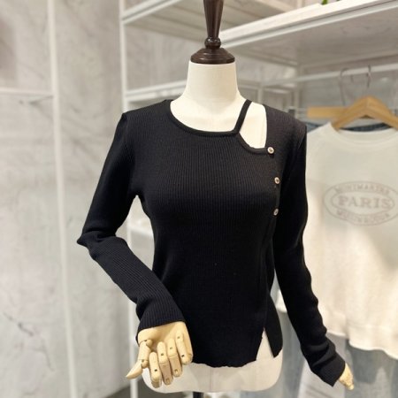 옆 트임 골지 니트