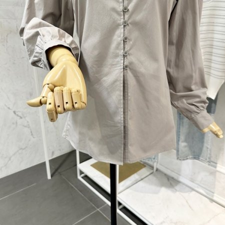 스퀘어넥 퍼프 무지 셔츠