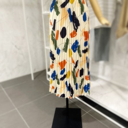 밴딩 프린팅 주름 스커트