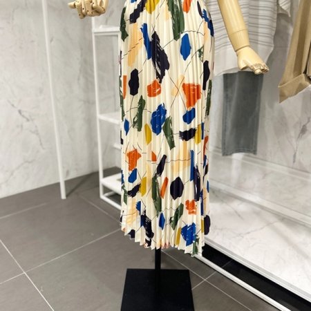 밴딩 프린팅 주름 스커트