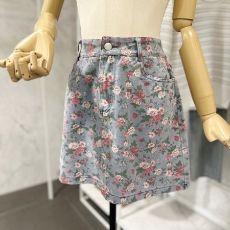 플라워 미니 청 스커트