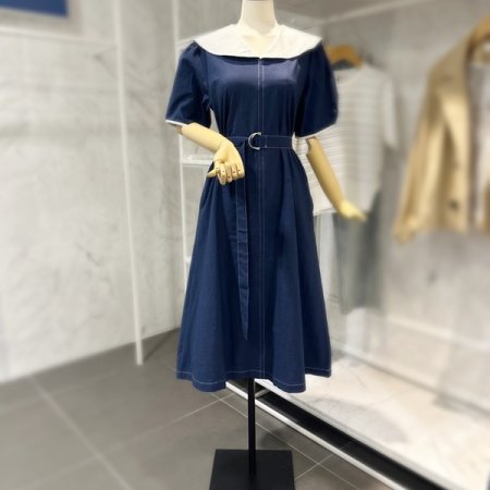 세일러 벨티드 원피스