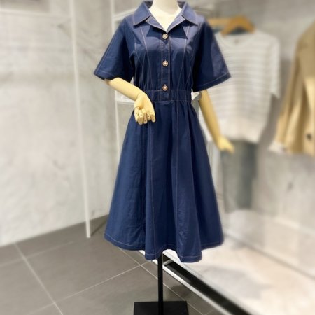 카라 밴딩 스티치 원피스