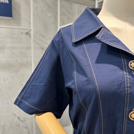 카라 밴딩 스티치 원피스