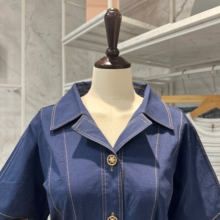 카라 밴딩 스티치 원피스