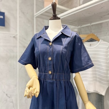 카라 밴딩 스티치 원피스