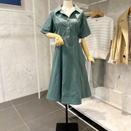 카라 밴딩 스티치 원피스