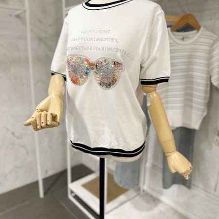 큐빅 선글라스 니트