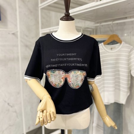 큐빅 선글라스 니트