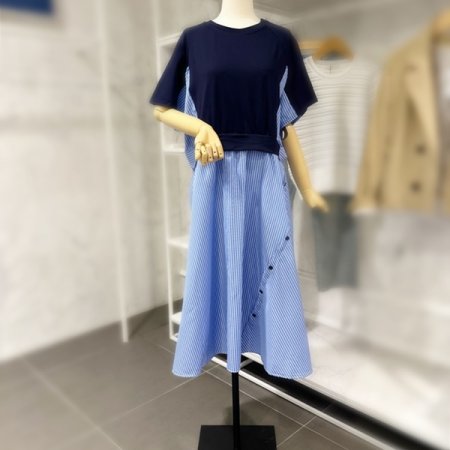 배색 스트라이프 원피스