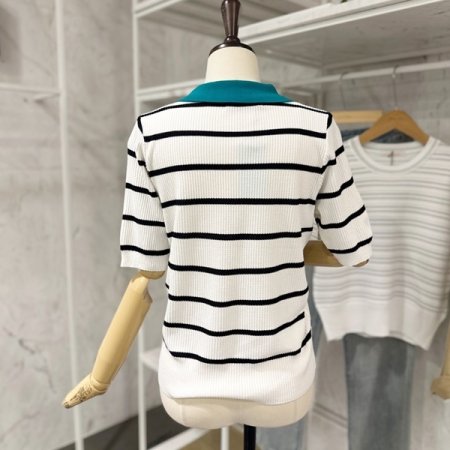 하트 스트라이프 니트